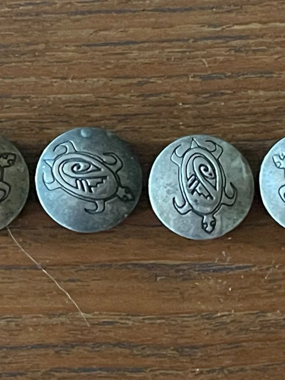 Vintage Stamped Native American Mimbres Sterling Silver Turtle Button Covers